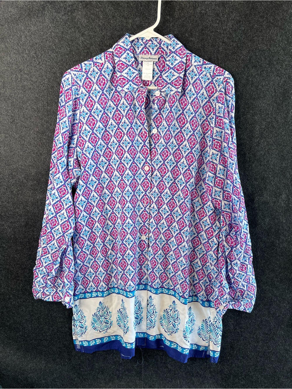 Tommy‎ Bahama Cover Up Swim Tunic Dress Women Size M Geometric Pattern Button-Up